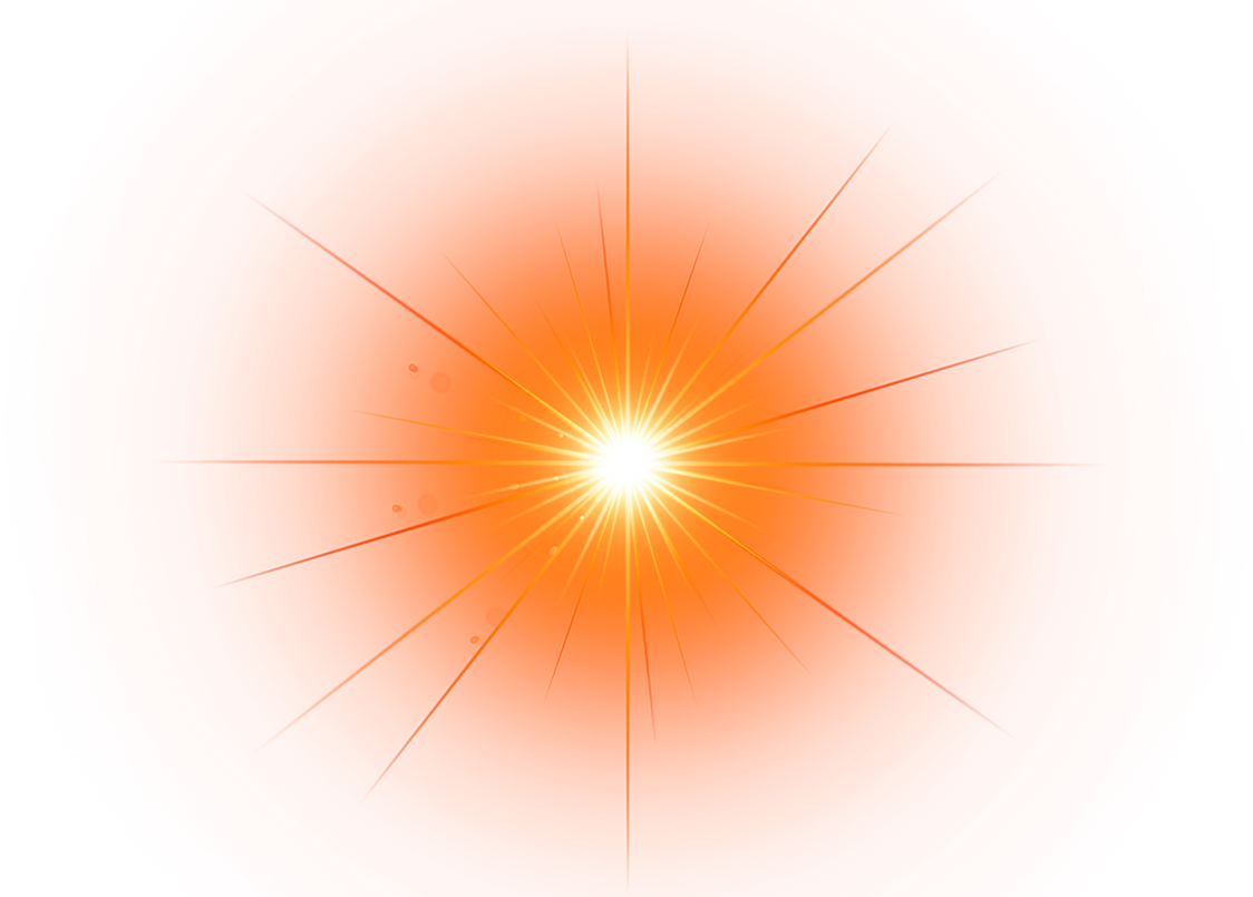 orange starburst lights Isolated on transparent background PNG file